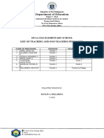 Department of Education: de La Paz Elementary School List of Teaching and Non-Teaching Personnel