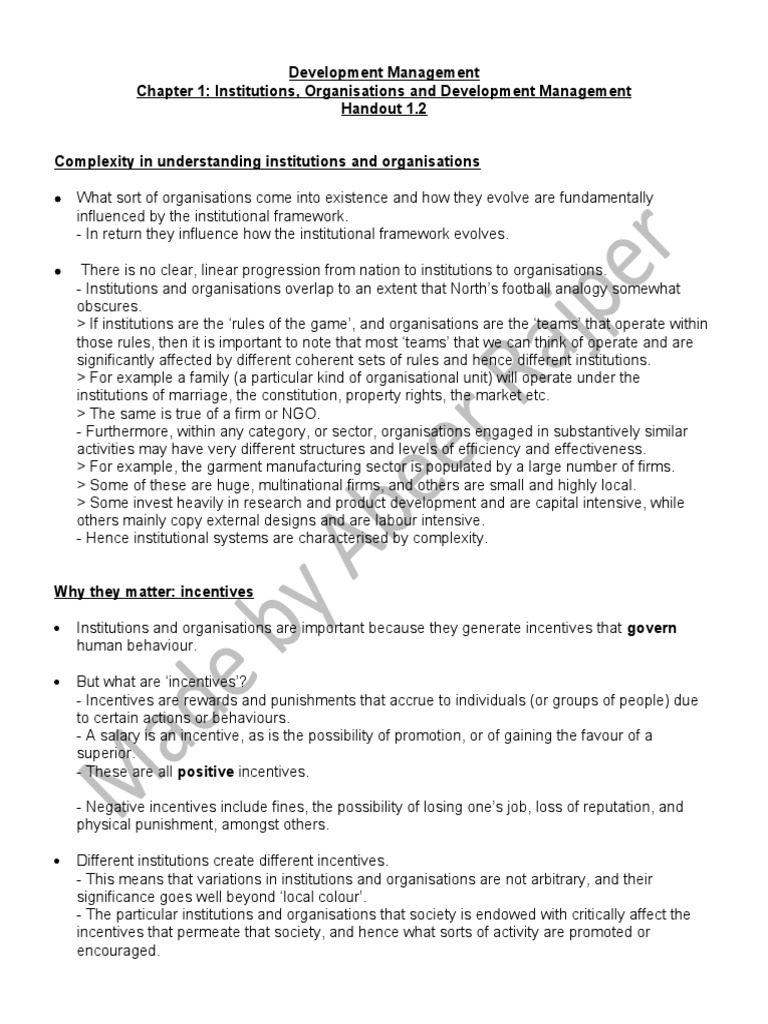 Understanding Development Management | PDF | Institution | Incentive