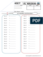 Drilling Worksheet Math perkalian 2 angka dengan 1 angka