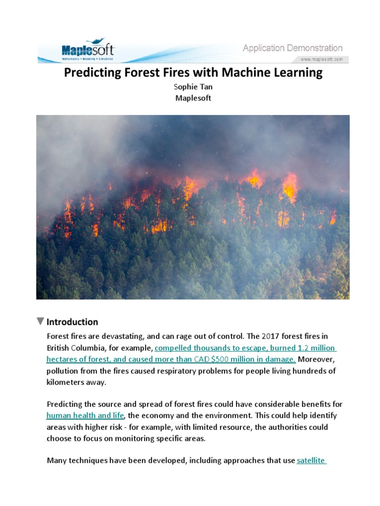 Machine Learning for Forest Fire Prediction | PDF | Wildfire | Computing