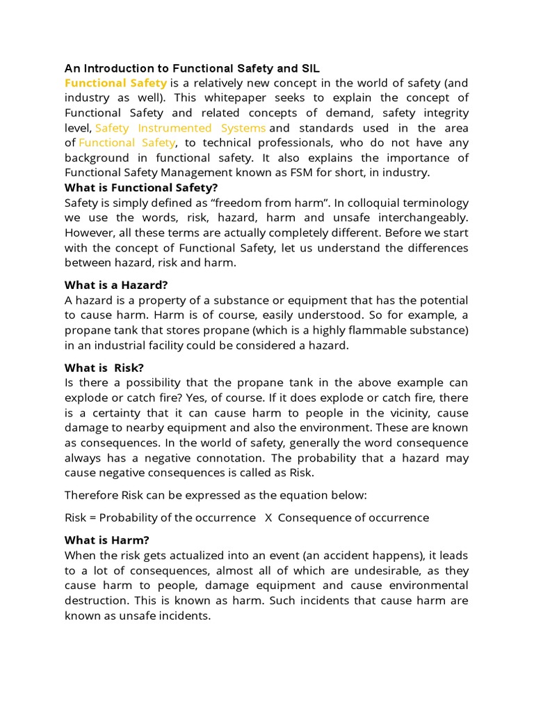 An Introduction To Functional Safety and SIL | PDF | Systems ...