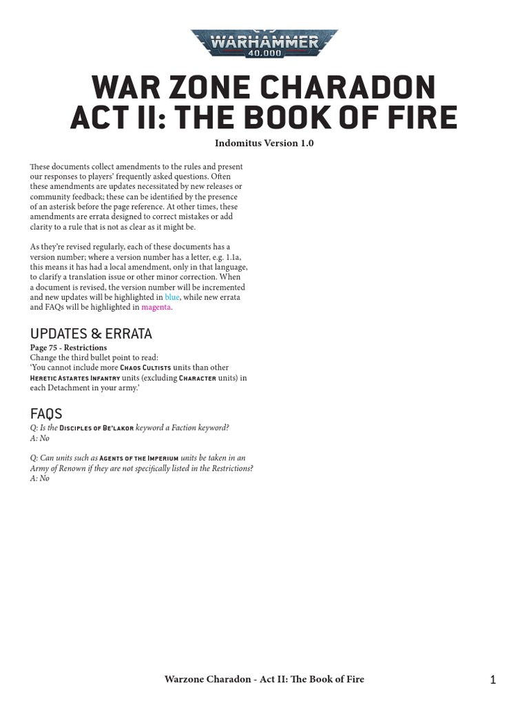 War Zone Charadon 2 The Book of Fire Errata IV 1.0 PDF