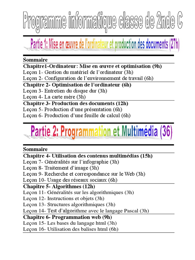 Comment Appelle T On Lelement Constitutif Dune Feuille De Calcul Cours Seconde C-1 | PDF | Installation (Programmes informatiques) | Image  numérique