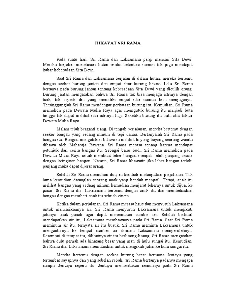 Unsur Intrinsik Hikayat Sri Rama | PDF | Puisi | Klasik