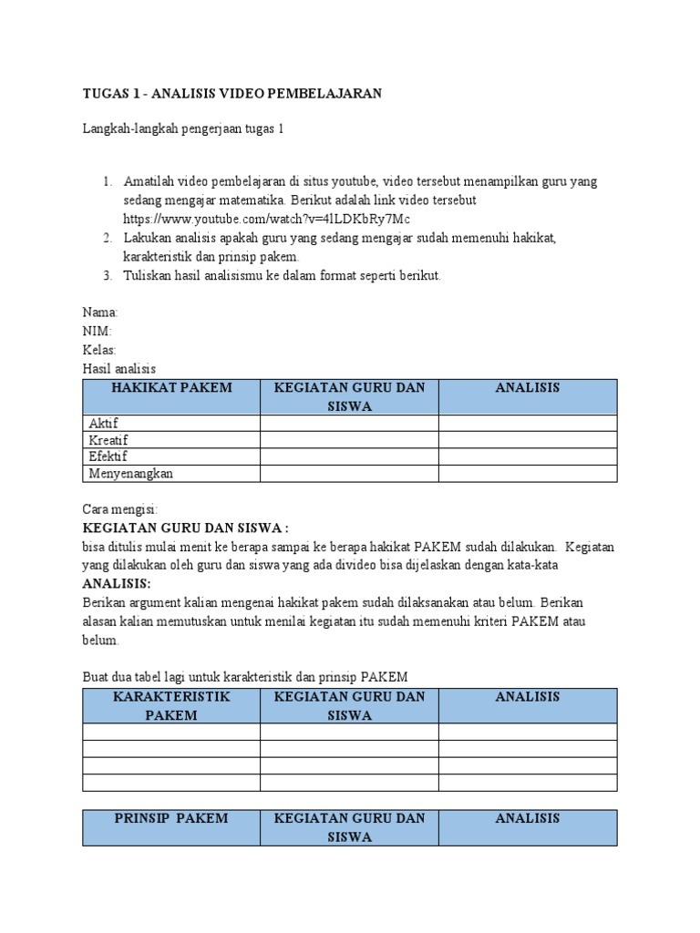 Tugas 1-Analisis Video Pembelajaran 2021 | PDF