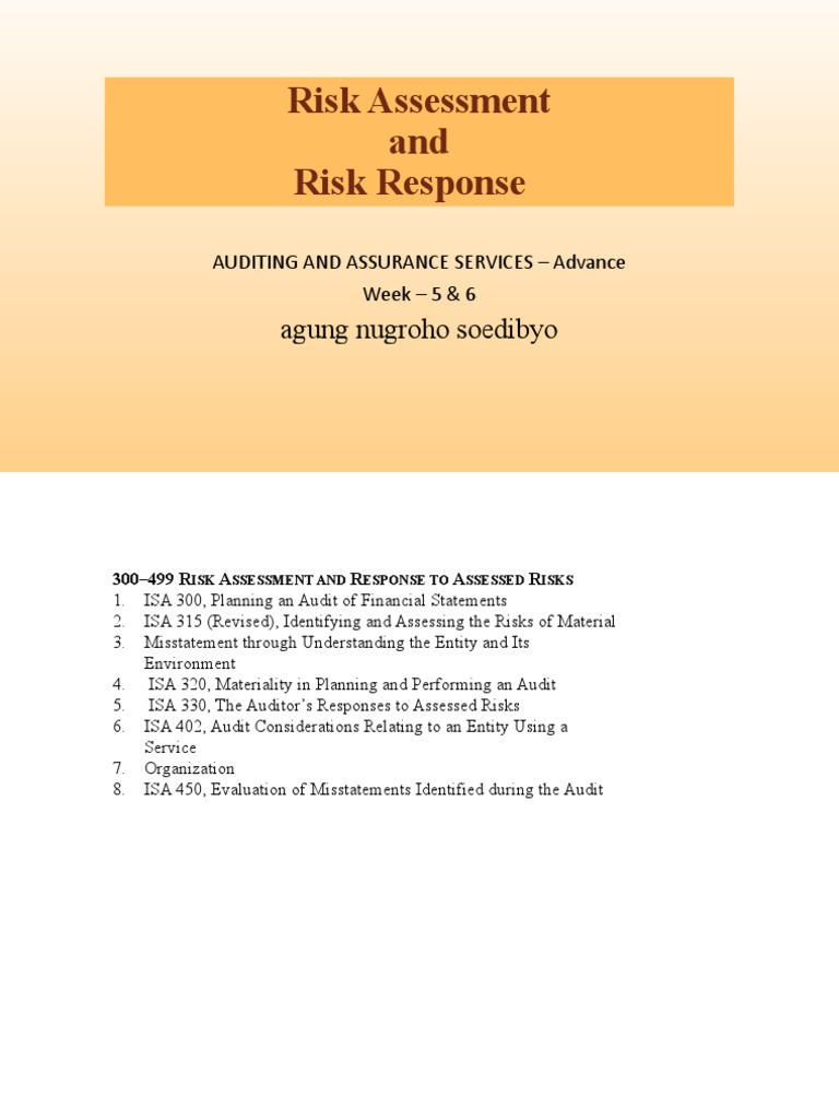 Week 5 & 6 Risk Assessment and Response | PDF | Audit | Internal Control