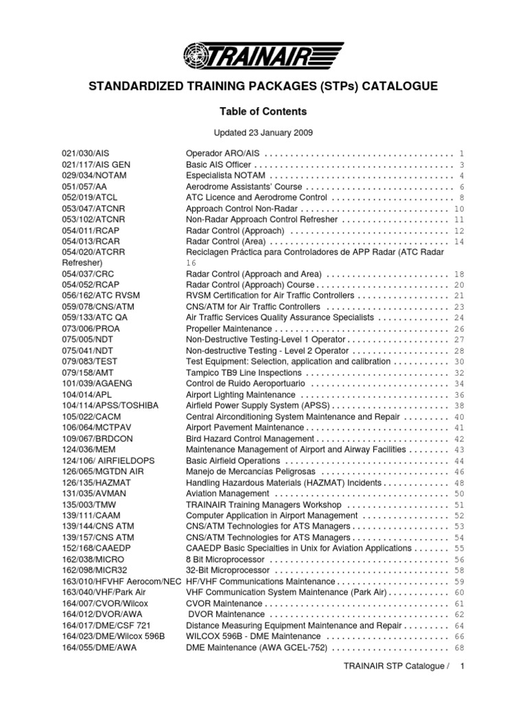 Standardized Training Packages (STPS) Catalogue | PDF | Air Traffic ...