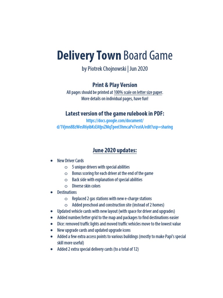 Delivery Town Game Overview | PDF | Transport | Vehicles