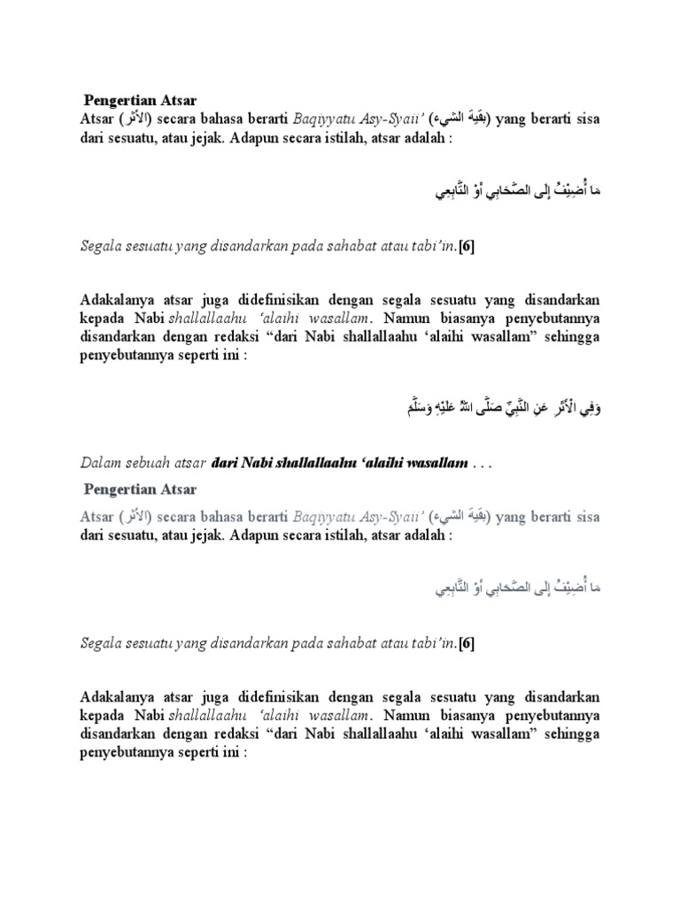 Definisi dan Pengertian Atsar | PDF