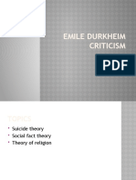 Emile Durkheim Criticism