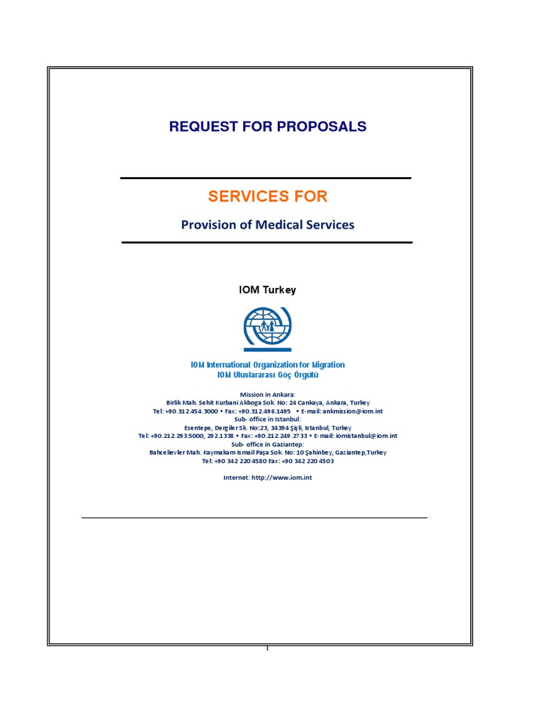Medical Services RFP for IOM Turkey | PDF | Request For Proposal ...