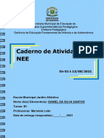 Atividades pedagógicas para aluno com NEE