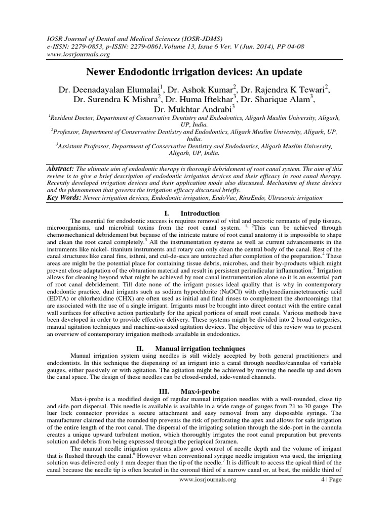 Newer Endodontic Irrigation Devices An Update PDF