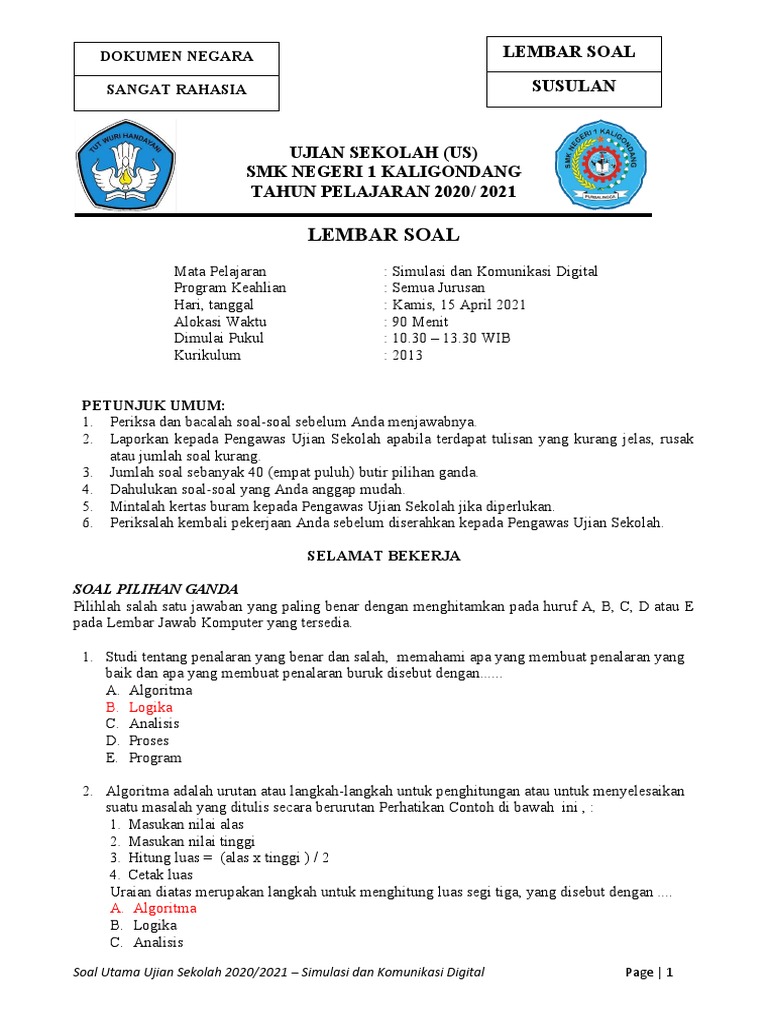 Soal Us 40 Soal Susulan Pdf