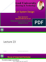 Link or System Design: Telecommunication Engineering Department