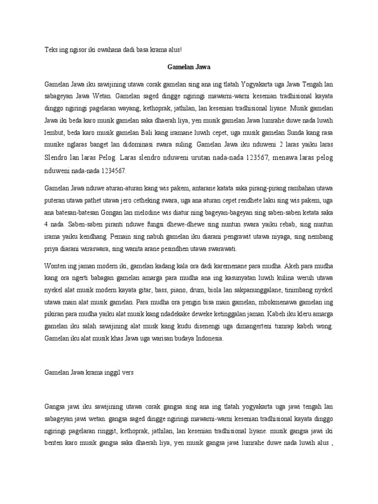 Teks Eksposisi Gamelan | PDF