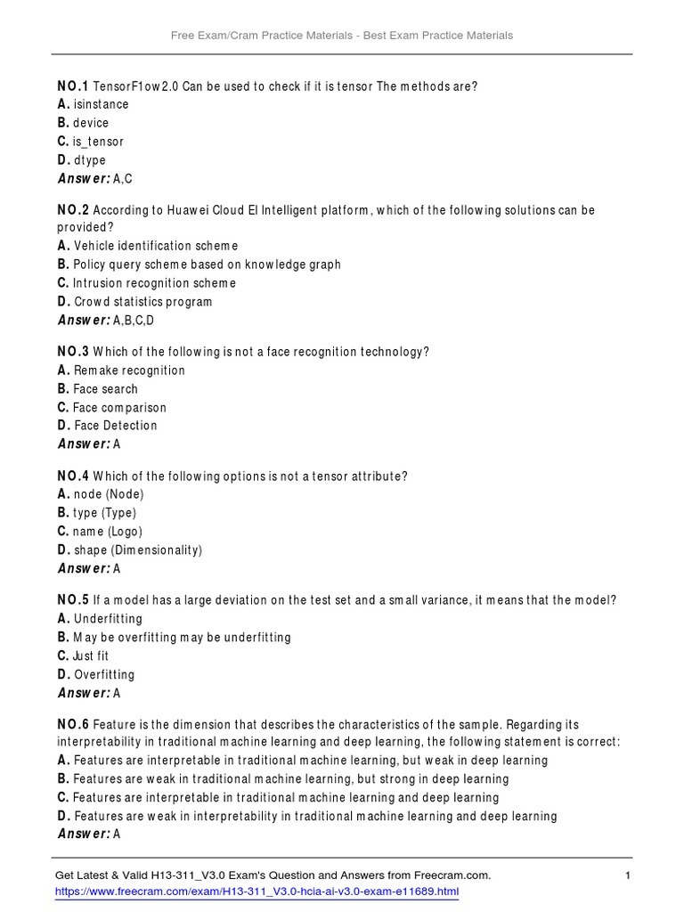AI and TensorFlow Exam Questions Guide | PDF | Machine Learning ...
