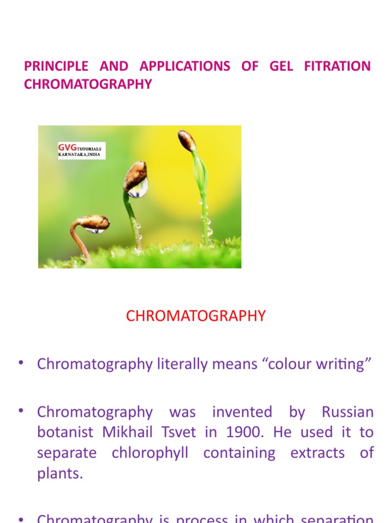 Principle and Applications of Gel Fitration Chromatography PDF