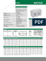 12V 100Ah Gel Battery Specification Sheet