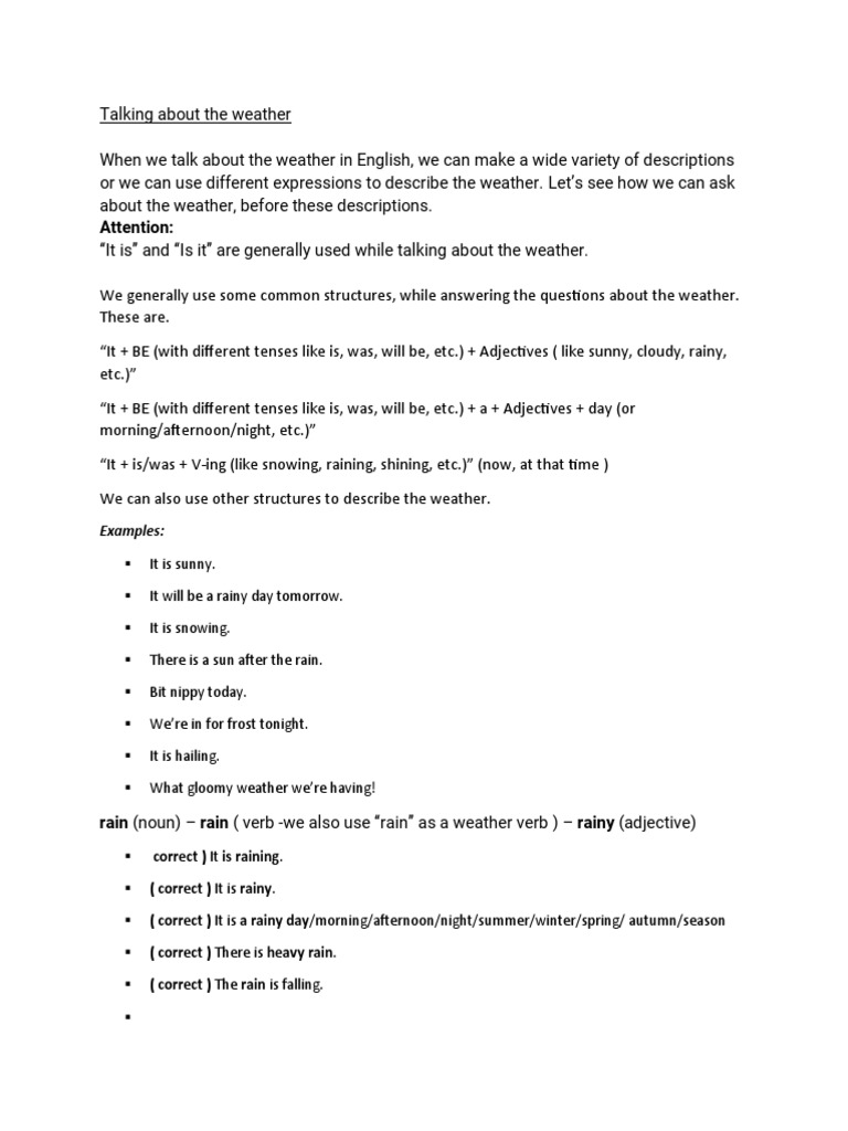 Describing Weather in English | PDF