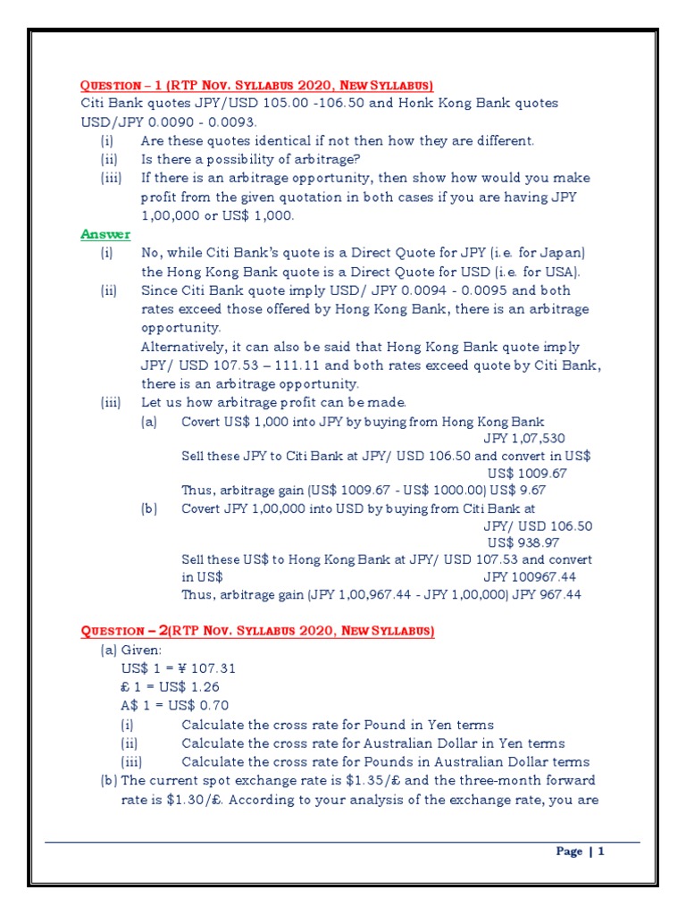Answer: Q - 1 (RTP N - S 2020, N S) | PDF | Exchange Rate | Japanese Yen