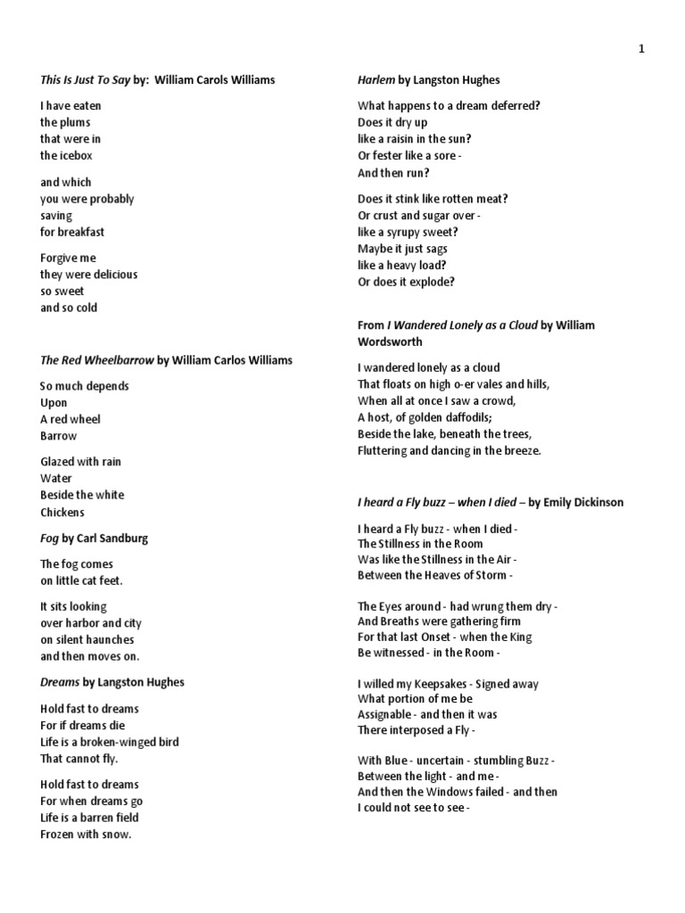 Poems For Test | PDF | Poetry