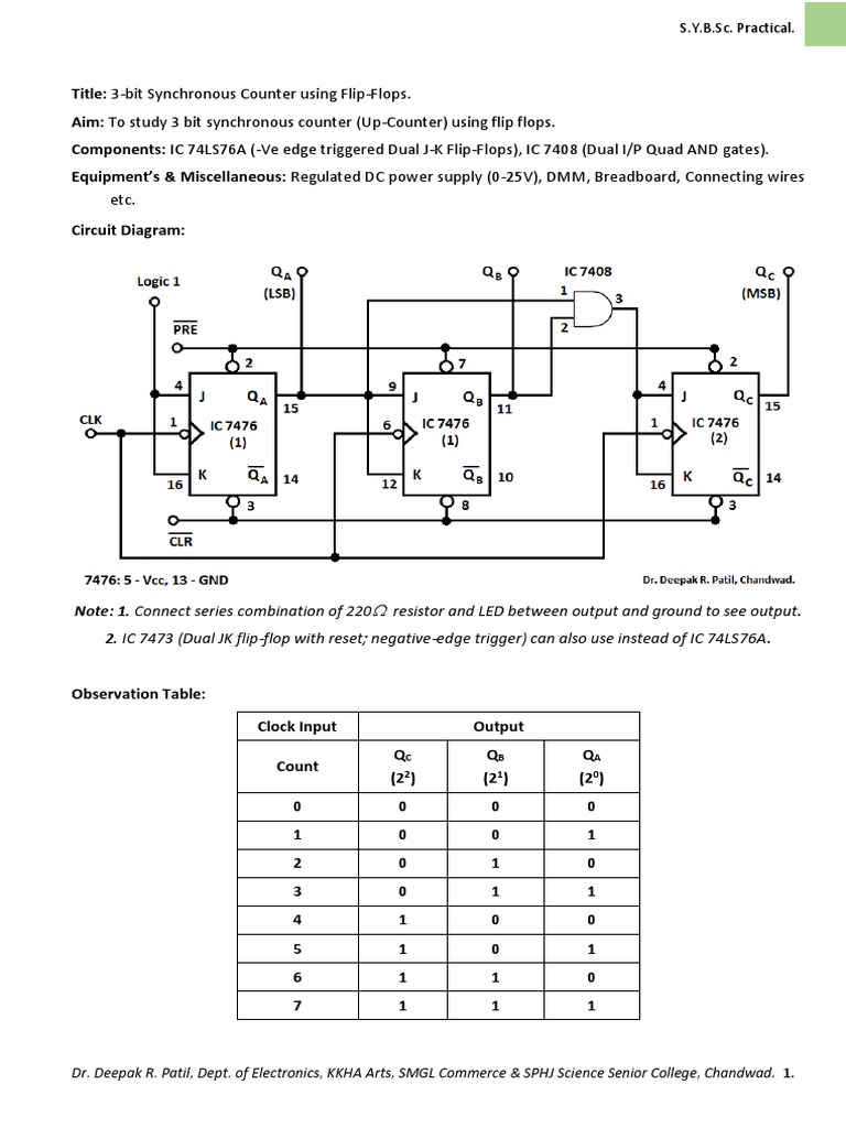 3-Bit Synchronous Counter Experiment | PDF | Electrical Engineering ...