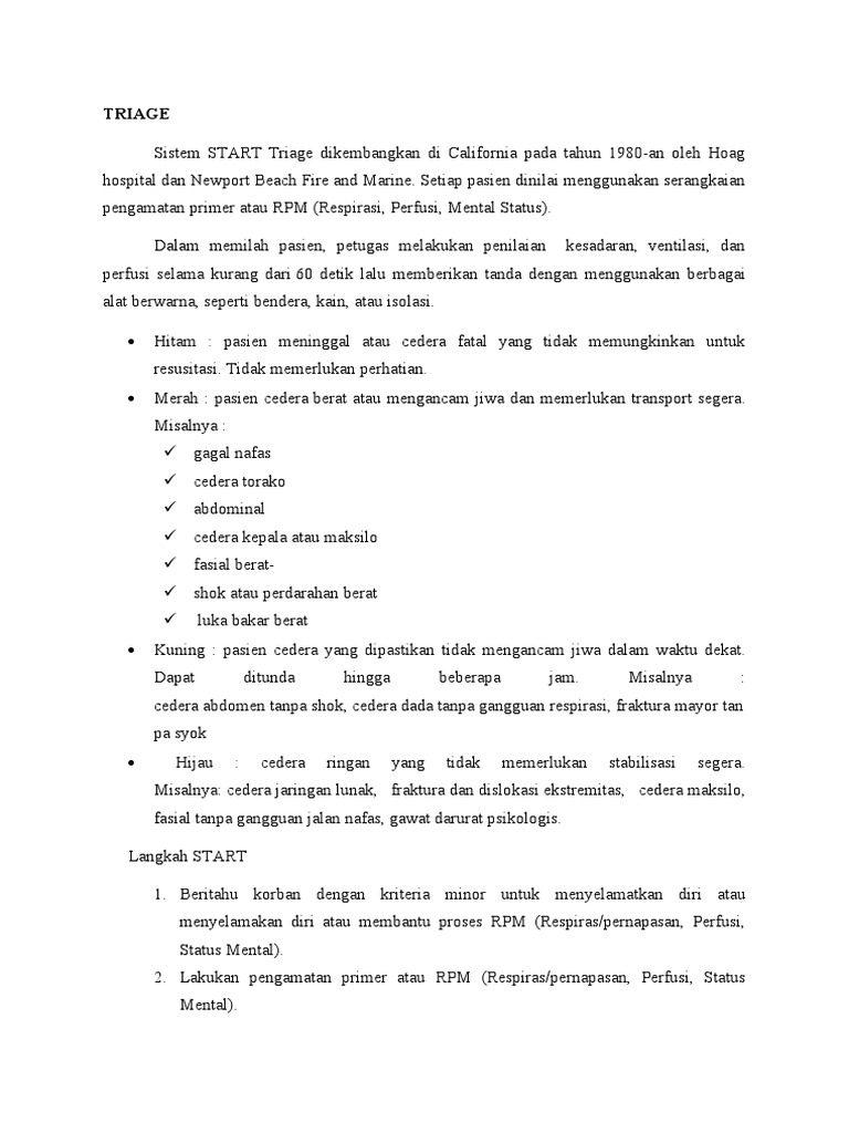 Metode Triage START dalam Penanganan Korban | PDF