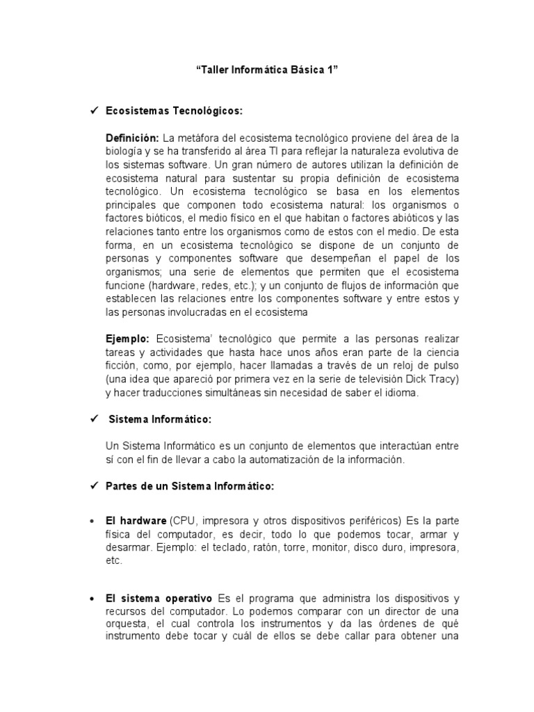 Ecosistemas y Sistemas Informáticos Básicos | PDF | Microprocesador ...
