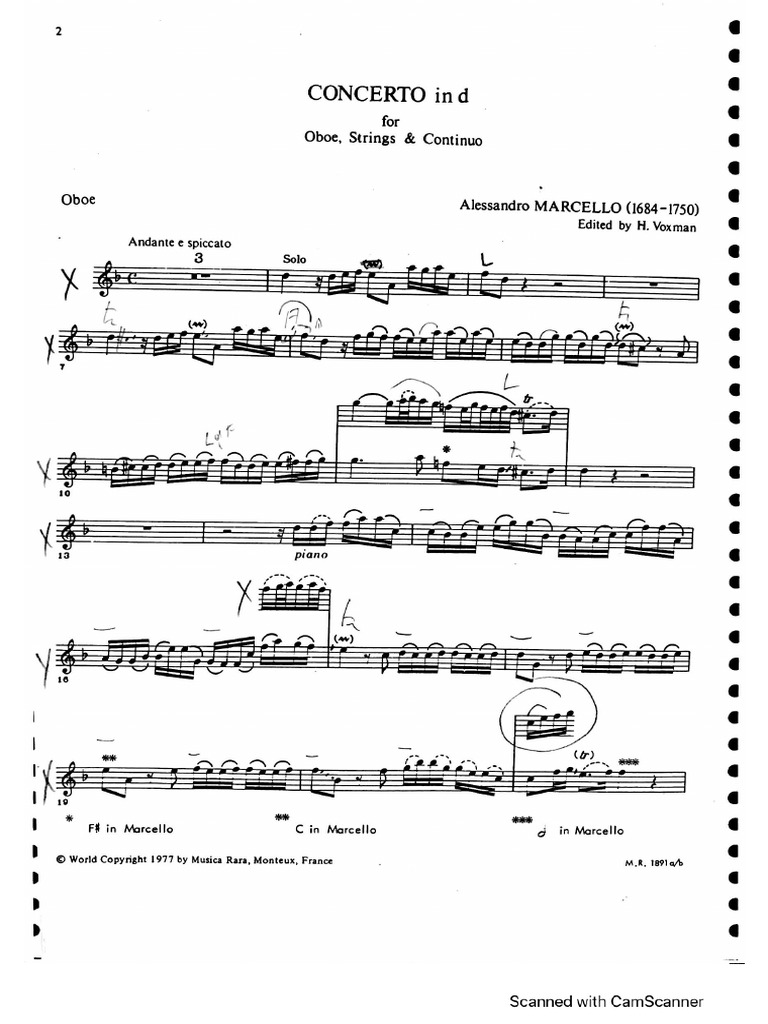 Marcello Oboe Concerto in D PDF