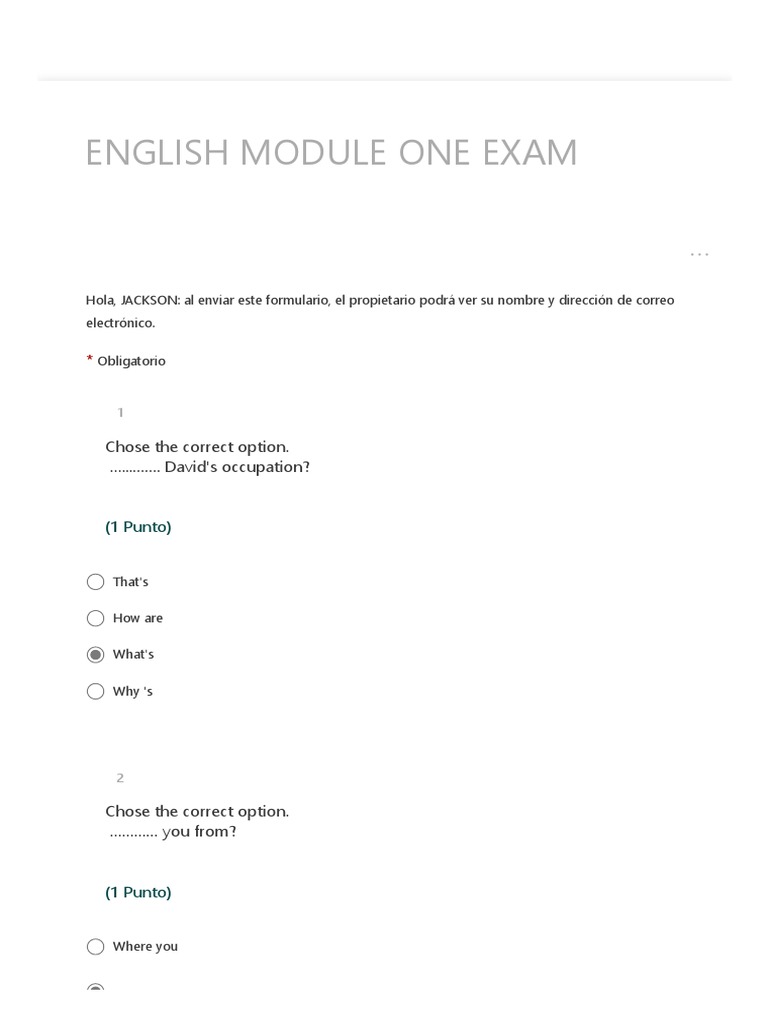 English Module One Exam Questions | PDF