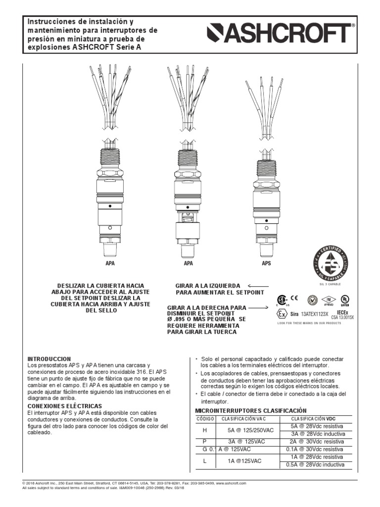 ES Installation and Maintenance Instructions For Ashcroft ASeries