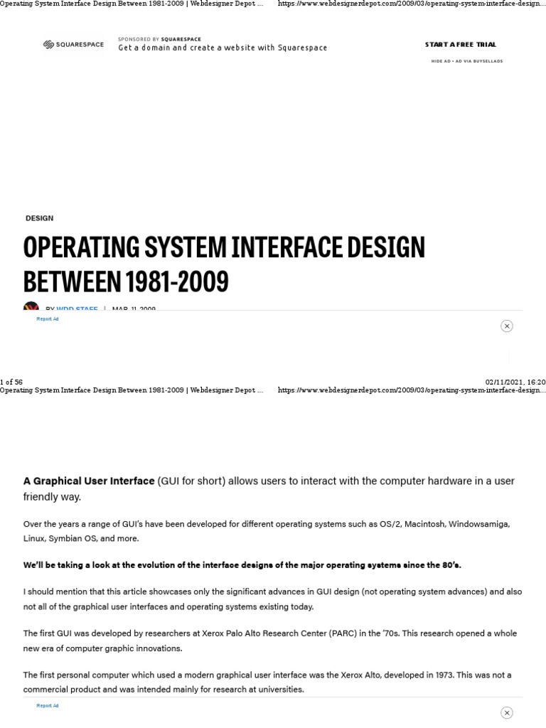 Operating System Interface Design BETWEEN 1981-2009: Get A Domain and ...
