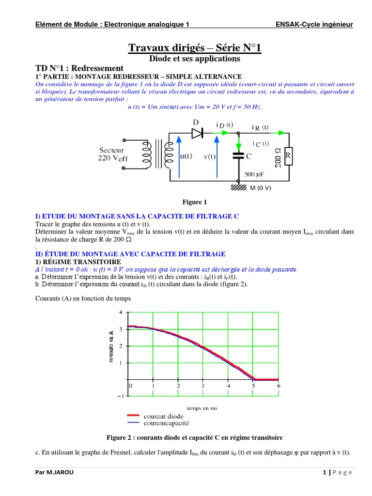 Les Diodes Et Leurs Applications Tp Corrigé Série de TD N°1 Diodes Et Applications | PDF | Redresseur | Diode