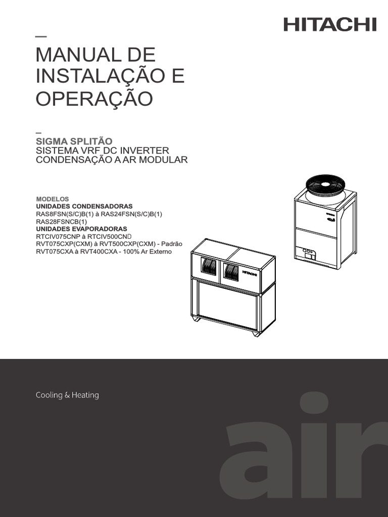 Manual de Instalação e Operação - Sistema VRF DC Inverter | PDF | Ar ...