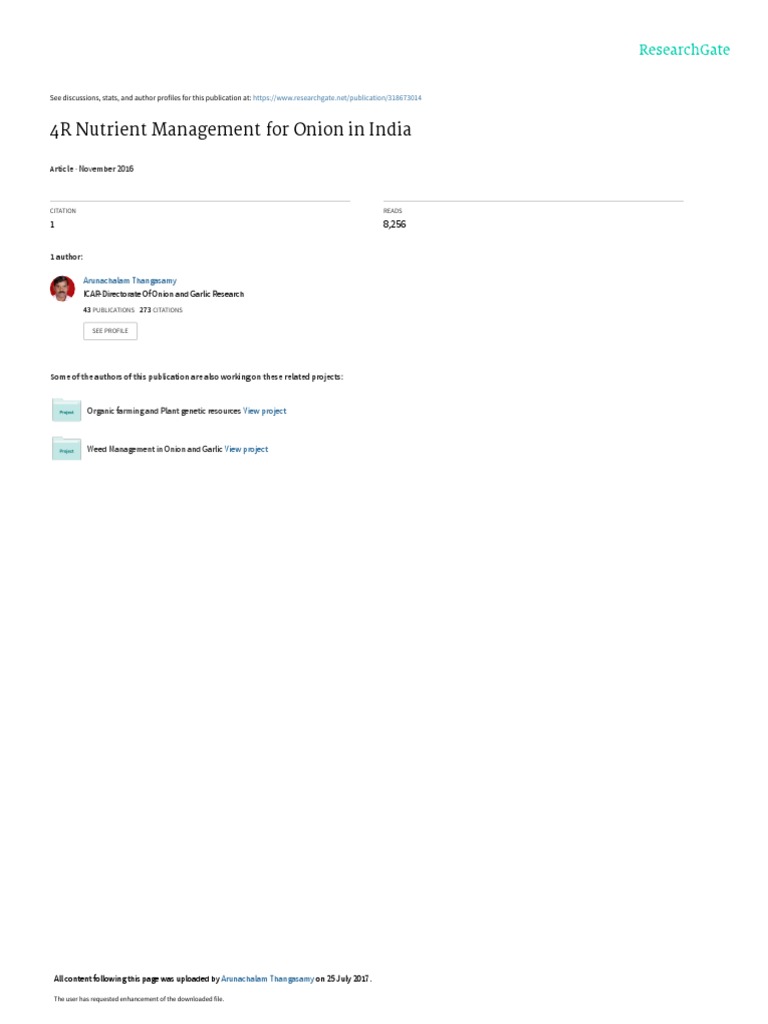 4R Nutrient Management Onion PDF Fertilizer Onion