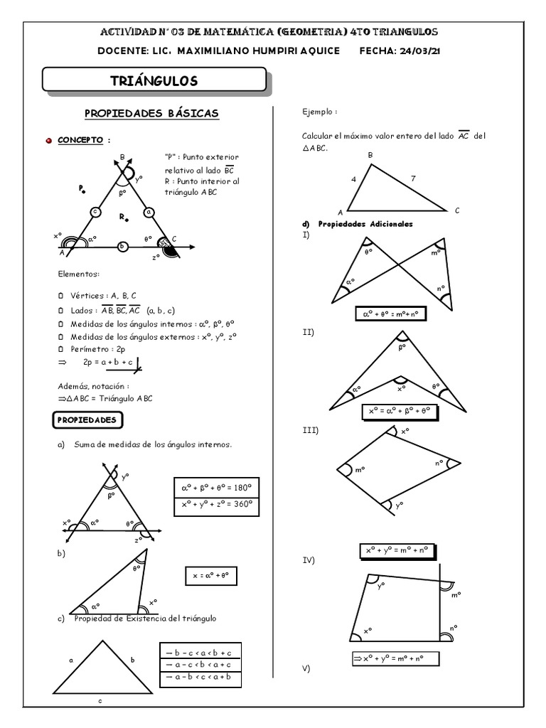 Triángulos - Propiedades Basicas | PDF | Triángulo | Geometría euclidiana