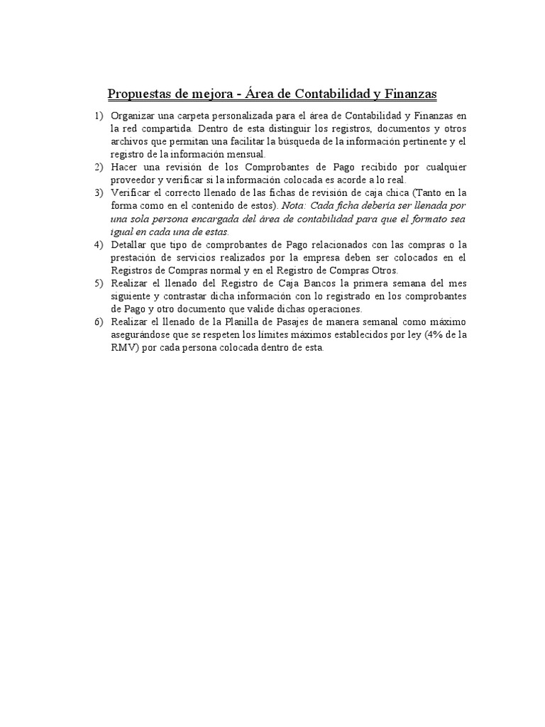 Propuestas de Mejora Contable | PDF | Contabilidad | Información