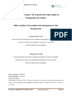 Evolution Des Risques de La Gestion Du Risque Simple Au Management Des Risques.