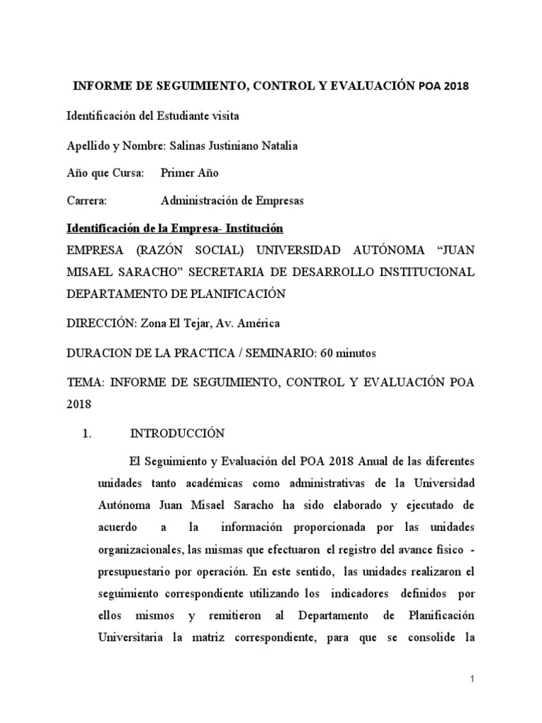 Informe Adm Natalia Salinas Justiniano 10202021 PDF Planificación