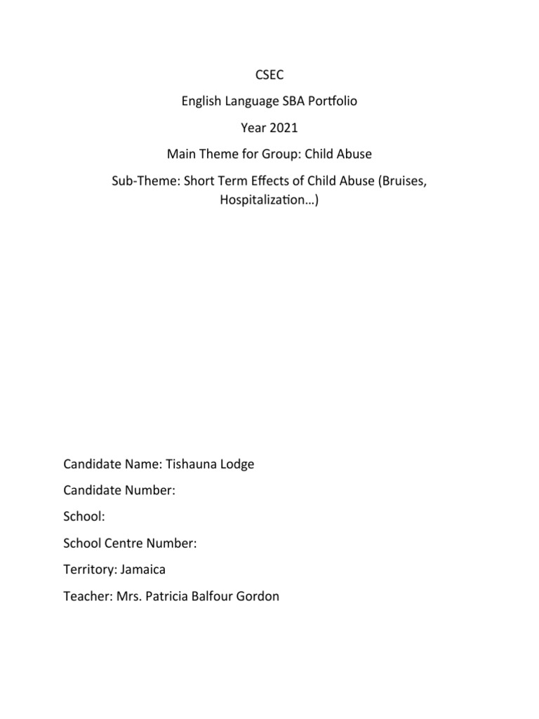English Sba | PDF | Child Abuse