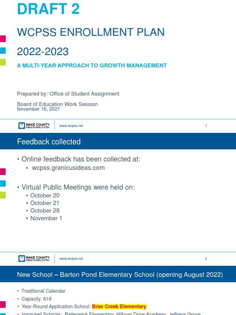 Wake County Traditional Calendar 2023 24 Draft 2 Wcpss 2022-23 Student Enrollment Plan | Pdf