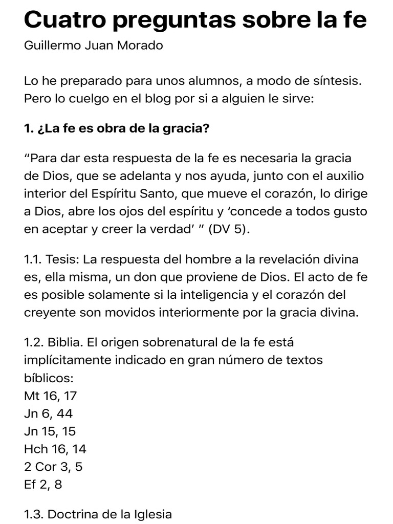 Cuatro preguntas sobre la fe cristiana | PDF | Fe | Gracia en el ...
