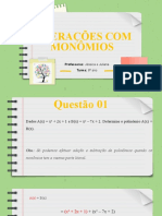 Operações com monômios e polinômios