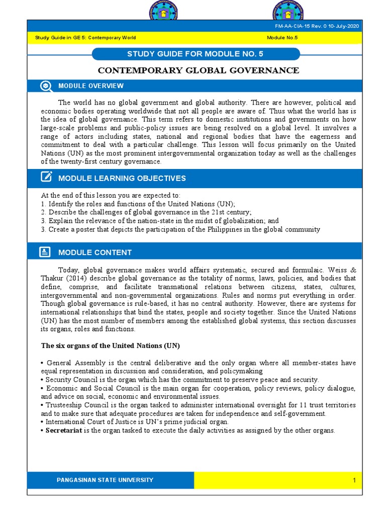 Challenges in Contemporary Global Governance | PDF | Governance ...