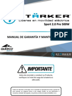 Manual de Garantia y Mantenimiento Starker Sport 2.0 Pro 500W Agosto 2021