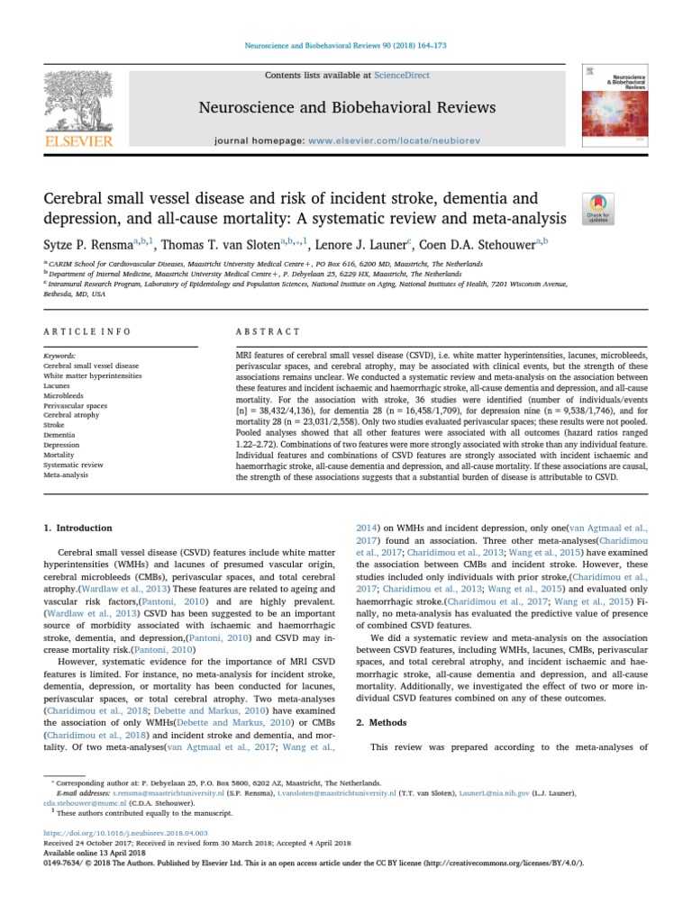 Cerebral Small Vessel Disease and Risk of Incident Stroke Dementia and ...