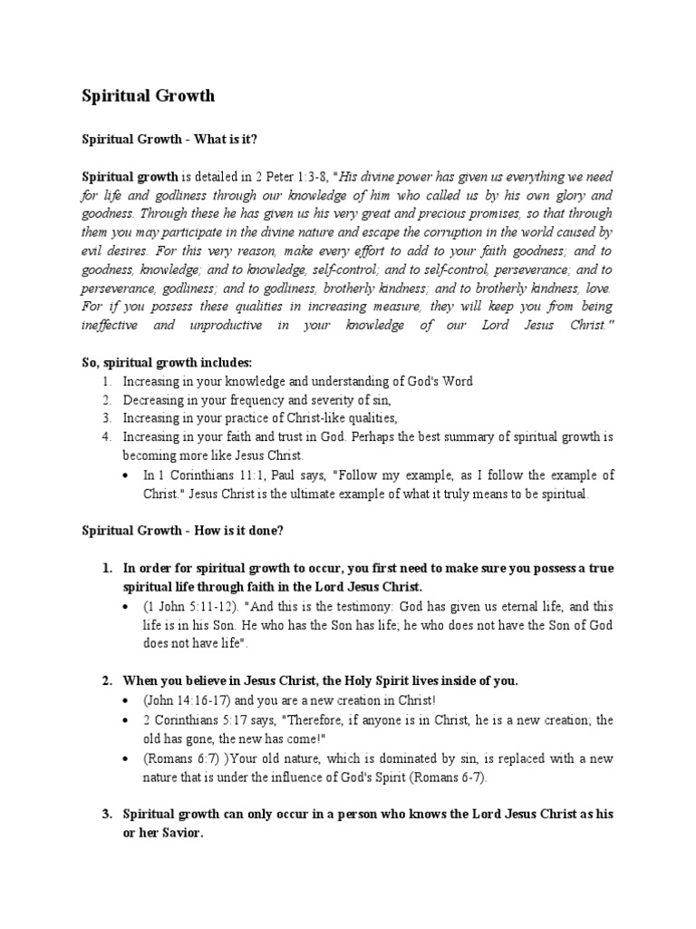 Spiritual Growth | PDF | Jesus | Fruit Of The Holy Spirit