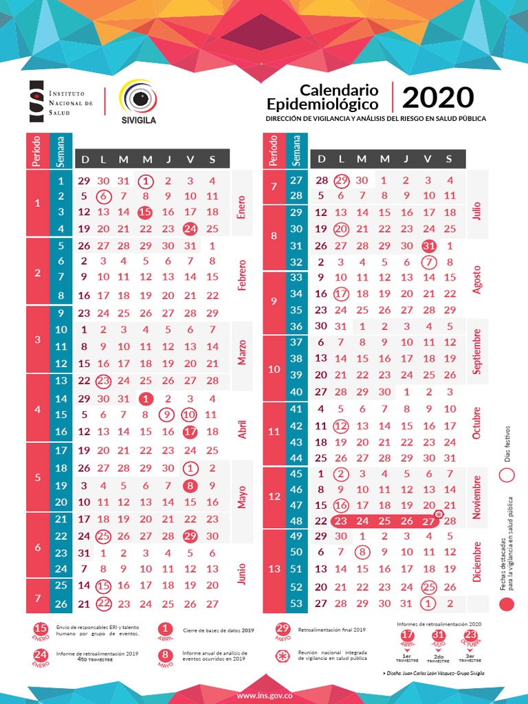 Calendario Epidemiologico 2020 Ins PDF Pandemia Eventos en curso