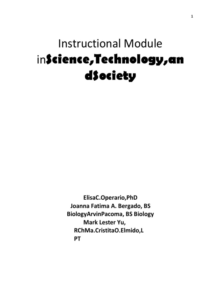 Science, Technology, An Dsociety: Instructional Module in | PDF ...